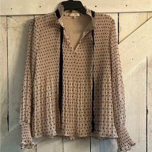 Max Studio Cream and Black Patterned Blouse